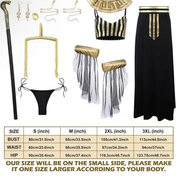 Women’s Cleopatra Halloween Costume Sexy Egypt Costume Egyptian Cosplay Size 2X - Picture 9 of 9